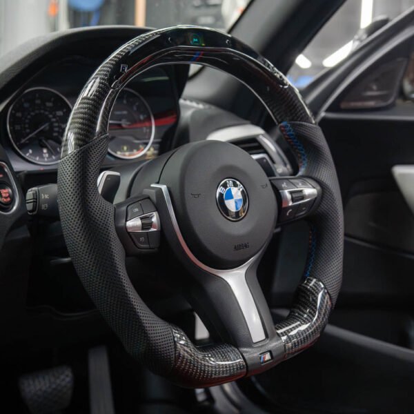 BMW FXX CARBON FIBRE / LEATHER / LED FLAT BOTTOM CUSTOM STEERING WHEEL - Image 6