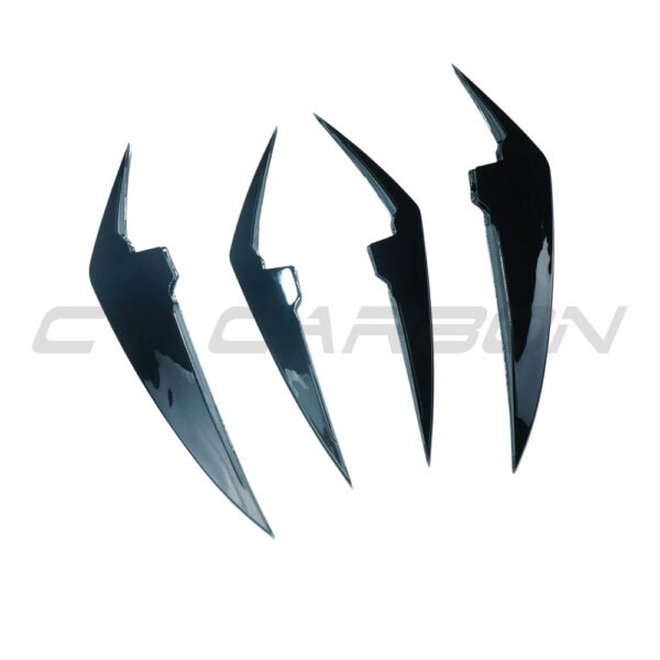 BMW 3 SERIES 2022+ G20/G21 GLOSS BLACK FRONT BUMPER CANARDS - Image 4