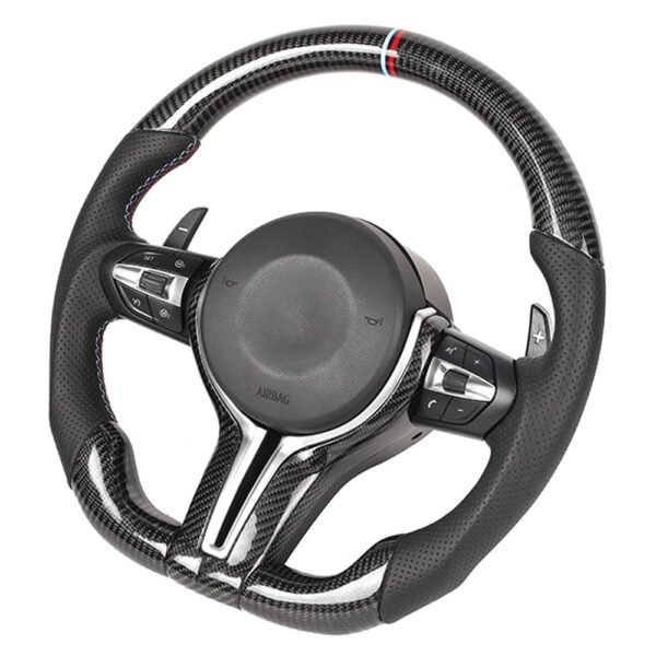 BMW FXX CARBON FIBRE / LEATHER FLAT BOTTOM CUSTOM STEERING WHEEL - Image 2