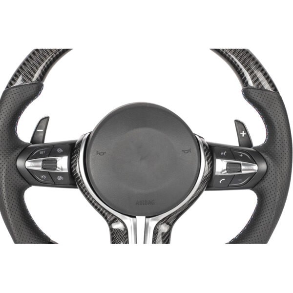 BMW FXX CARBON FIBRE / LEATHER FLAT BOTTOM CUSTOM STEERING WHEEL - Image 4