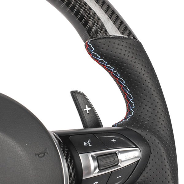 BMW FXX CARBON FIBRE / LEATHER FLAT BOTTOM CUSTOM STEERING WHEEL - Image 6