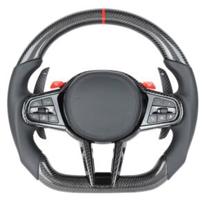 BMW Gxx LCI CARBON FIBRE / LEATHER FLAT BOTTOM CUSTOM STEERING WHEEL