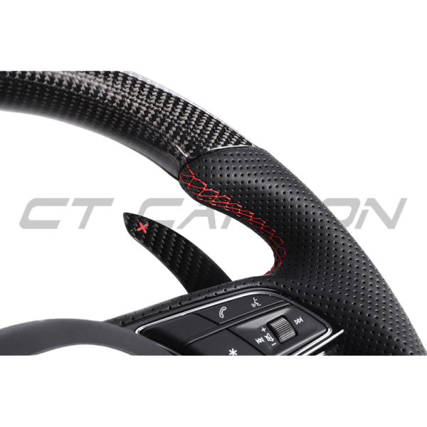 AUDI B9 & 8V 2016-2024 CARBON FIBRE / LEATHER FLAT BOTTOM CUSTOM STEERING WHEEL - Image 2