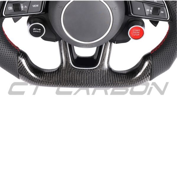 AUDI B9 & 8V 2016-2024 CARBON FIBRE / LEATHER FLAT BOTTOM CUSTOM STEERING WHEEL - Image 4