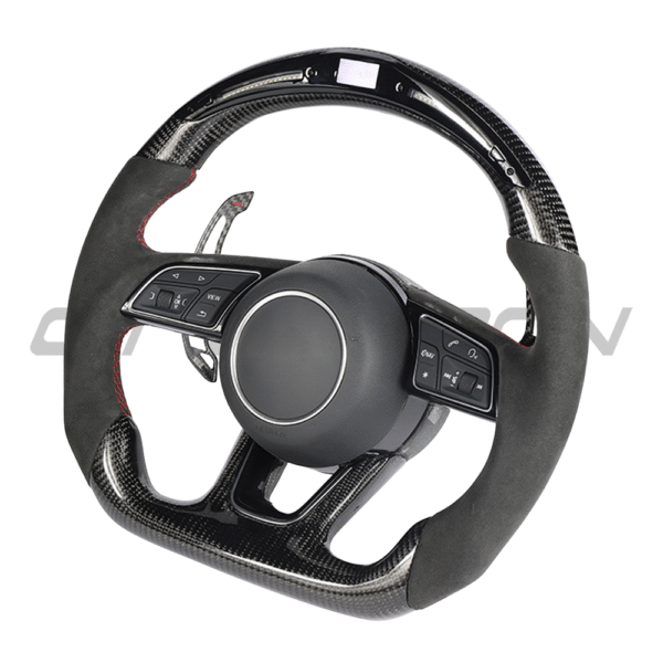 AUDI B9 & 8V 2016-2024 CARBON FIBRE / ALCANTARA LED FLAT BOTTOM CUSTOM STEERING WHEEL - Image 2