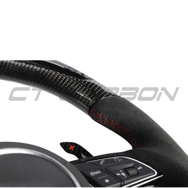AUDI B9 & 8V 2016-2024 CARBON FIBRE / ALCANTARA LED FLAT BOTTOM CUSTOM STEERING WHEEL - Image 7