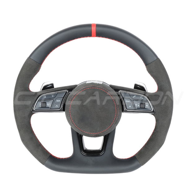 AUDI B9 LEATHER / ALCANTARA FLAT BOTTOM CUSTOM STEERING WHEEL - Image 2