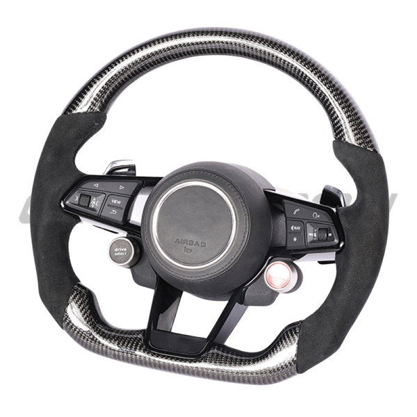 AUDI R8/TT CARBON FIBRE / ALCANTARA FLAT BOTTOM CUSTOM STEERING WHEEL - Image 2