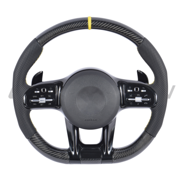 MERCEDES BENZ AMG CARBON FIBRE / LEATHER FLAT BOTTOM CUSTOM STEERING WHEEL - Image 3