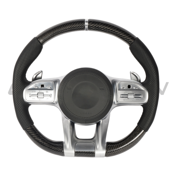 MERCEDES BENZ AMG CARBON FIBRE / LEATHER FLAT BOTTOM CUSTOM STEERING WHEEL - Image 4