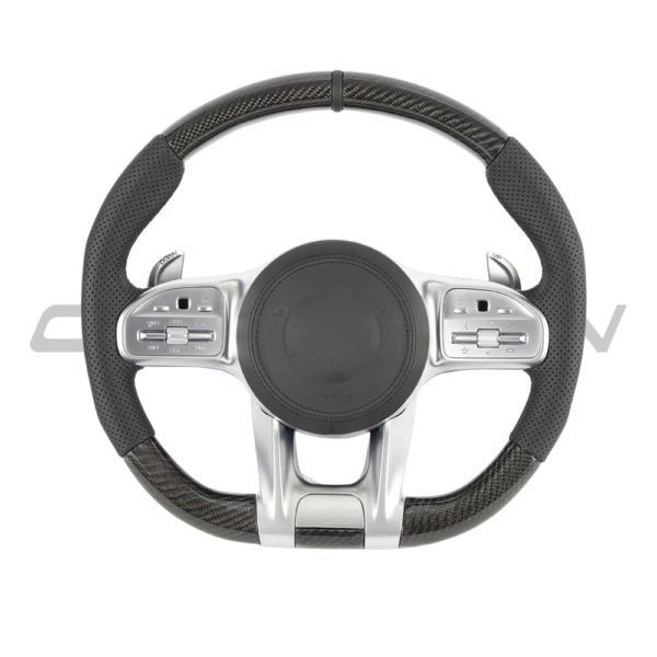 MERCEDES BENZ AMG CARBON FIBRE / LEATHER FLAT BOTTOM CUSTOM STEERING WHEEL - Image 5