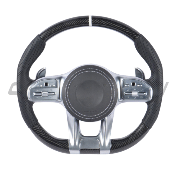 MERCEDES BENZ AMG CARBON FIBRE / LEATHER FLAT BOTTOM CUSTOM STEERING WHEEL - Image 6